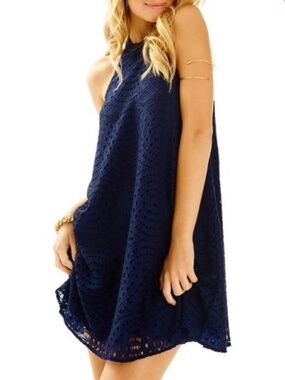 Lilly Pulitzer Women's Quinn Halter Swing Dress True Navy Size M